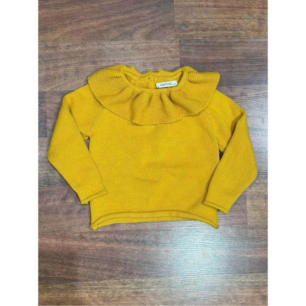 Campure - Mustard Yellow Ruffle Collar Sweater